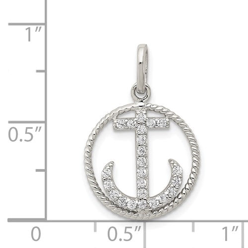 STERLING SILVER SPARKLY ANCHOR PENDANT / SKU# QC8997