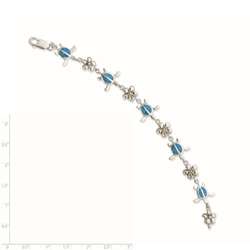 STERLING SILVER LAND AND SEA BRACELET / SKU# QG3114-7