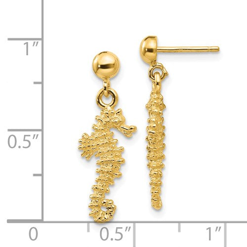 14K SEAHORSE DANGLE EARRINGS