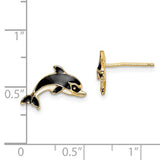 14K BLACK & WHITE ENAMEL DOLPHIN POST EARRINGS