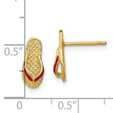 14K FUSCHIA ENAMEL SINGLE FLIP-FLOP POST EARRINGS