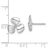 14K WHITE GOLD THREE BLADE PROPELLER W/ CENTER BEAD POST EARRINGS / HP