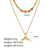 18k Gold Plated Double Layer Fishtail Beaded Necklace