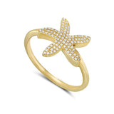 14k 13mm starfish ring with 92 diamonds 0.15ct