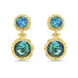 Turquoise and blue abalone double drop earrings