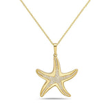 14k 20mm starfish pendant with 132 diamonds 0.27ct on 18 inches cable chain