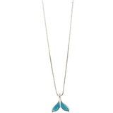 Aqua Blue Alloy Rhinestone Whale Tail Necklace