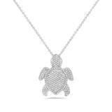 14k 20x16mm turtle necklace with 184 diamonds 0.29ct 18 inches