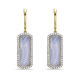 14K 21X9MM RECTANGLE SHAPE BLUE LACE AGATE DOUBLET EARRINGS WITH 92 DIAMONDS 0.40CT