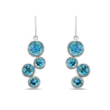 Alloy plated with Sterling Silver & shades of sea Blue Turquoise Dangle Earrings