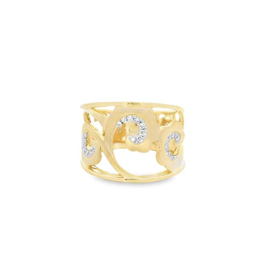 14K 15MM WAVE RING WITH 33 DIAMONDS 0.14CT