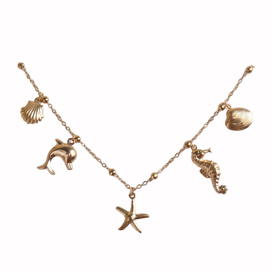 Marine Sea Animals Gold Plated Necklace