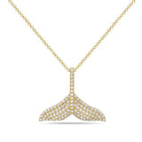 14k 24x19mm whale tail pendant with 108 diamonds 0.62ct on 18 inches cable chain