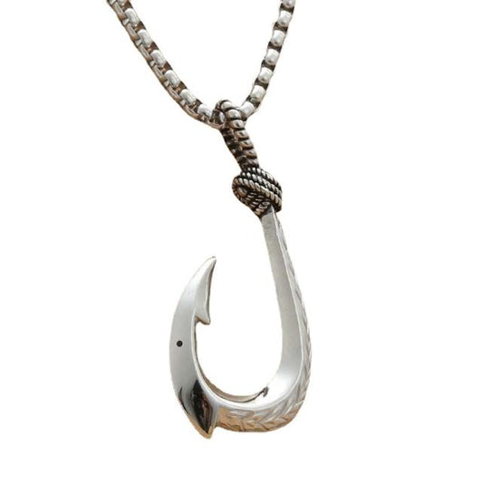 Fishing Hook Unisex Sterling Silver Pendant