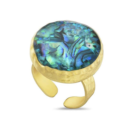 14kt Gold Plated Adjustable Real Abalone Ring