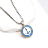 Enameled Anchor Figured Compass Model Necklace