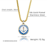 Enameled Anchor Figured Compass Model Necklace