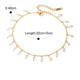 Gold Plated Anklet With White Crystal Pearls