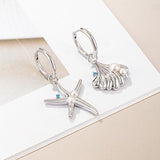 Tiny Small Hoop Starfish Shell Earrings