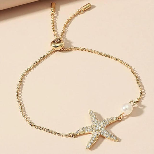 Starfish Adjustable Bracelet With Ocean Pearl