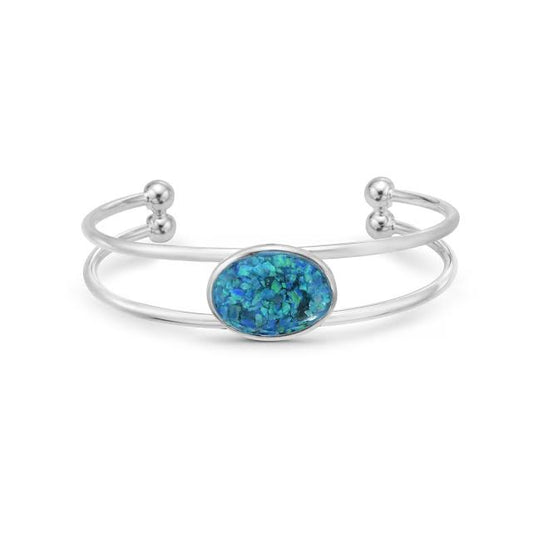 Sterling Silver Opal Stone Handmade Bangle