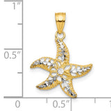 10K with Rhodium Starfish Charm Pendant