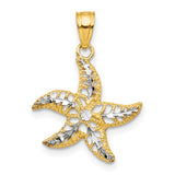 10K with Rhodium Starfish Charm Pendant