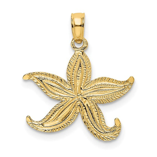 10K Flat Starfish Charm Pendant