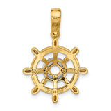 Herco 14K Two-tone Polished Brushed and Textured Nautical Wheel Pendant