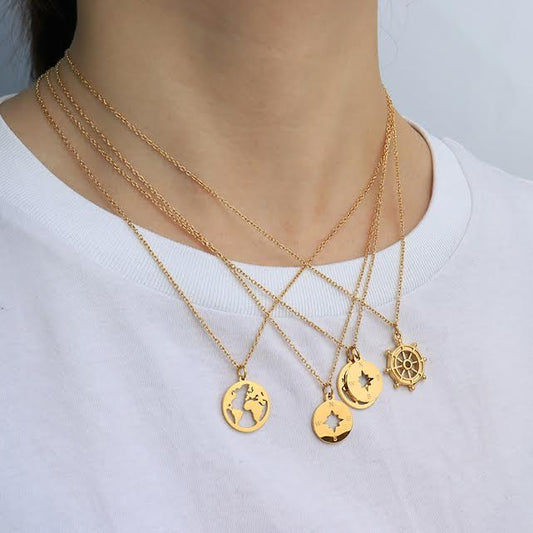 Gold Plated Globe World Map Necklace