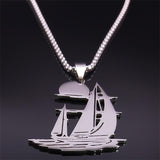 Sailboat Stainless Steel Ocean Necklace