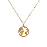 Gold Plated Globe World Map Necklace