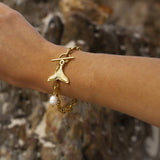 Mermaid’s Whisper Gold Chain Bracelet With Natural Stone Pearl