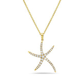 14k 33mm starfish pendant with 34 diamonds 1ct on 18 inches cable chain