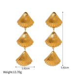 Triple Textured Seashell Drop Earrings