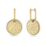 14KY 19MM ROUND EARRINGS WITH 136 DIAMONDS 0.56CT