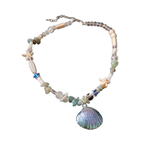 Acrylic Boho Hippie Small Shell Starfish Stone Beaded Necklace