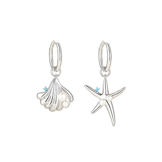 Tiny Small Hoop Starfish Shell Earrings