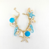 Bohemian Faux Pearl Starfish, Seahorse and Shell Bracelet