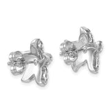 Sterling Silver Rhodium-plated Polished White Crystal Starfish Post Earring