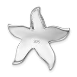 Sterling Silver Rhodium-plated Polished Crystal Starfish Pendant