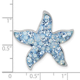 Sterling Silver Rhodium-plated Polished Crystal Starfish Pendant