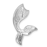 Sterling Silver Rhodium-Plated Polished Crystal Mermaid Tail Pendant
