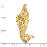 14K Gold Polished/Textured Mermaid Chain Slide Pendant