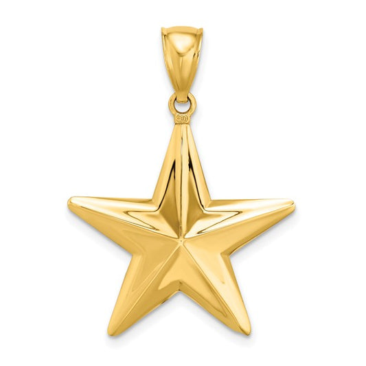 14K 3-D Nautical Star Charm Pendant