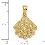 14K Textured Oyster Shell Charm Pendant