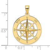 14K Nautical Compass Charm Pendant