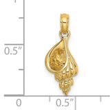 14K 3-D Mini Conch Shell Charm Pendant