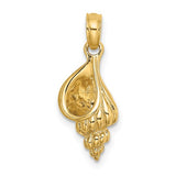 14K 3-D Mini Conch Shell Charm Pendant