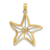 14K Two-Tone with White Rhodium Cut-Out Small Starfish Charm Pendant